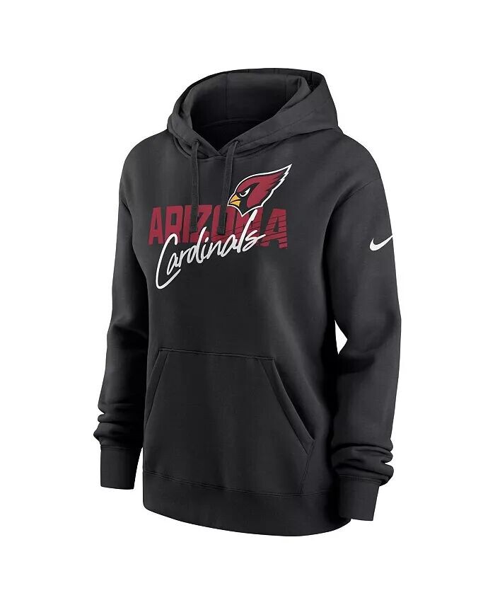 Женский флисовый пуловер с капюшоном черного цвета Arizona Cardinals Wordmark Club Nike — фото 3