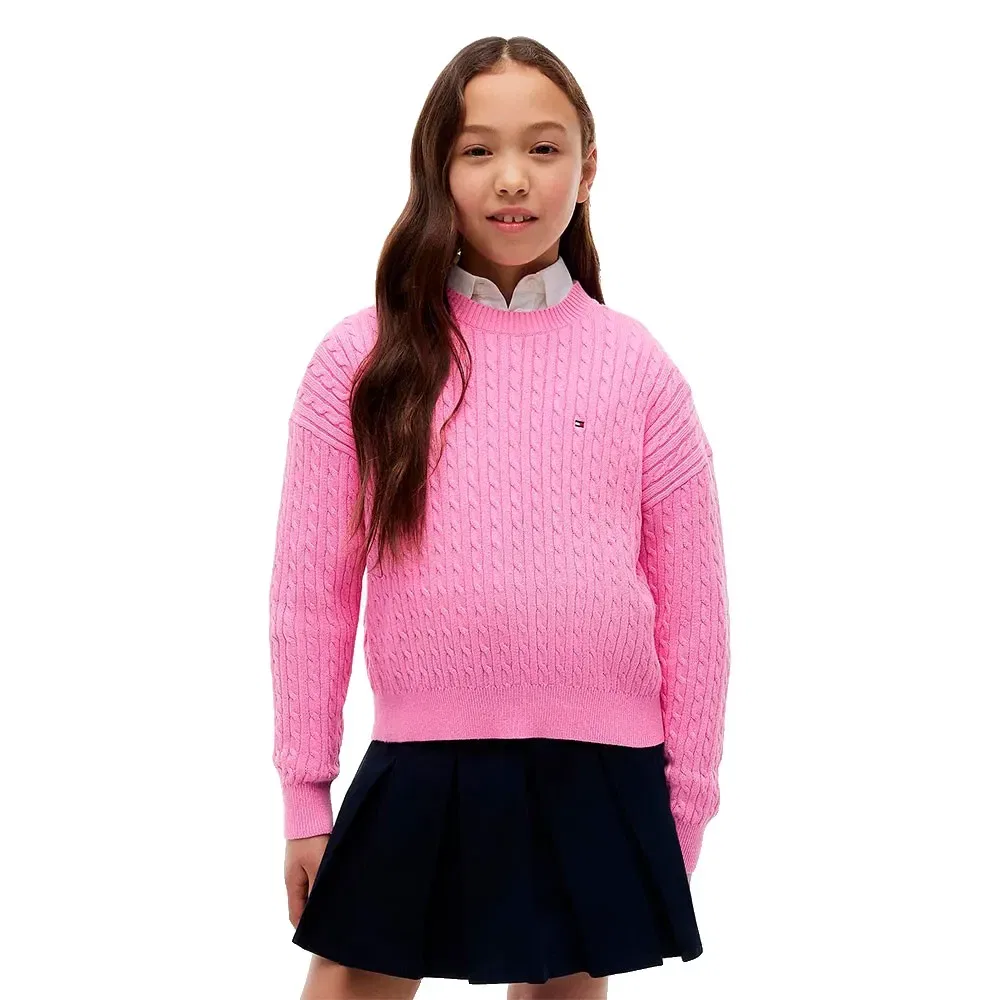Детский свитер для девочек с узором Cable Knit Tommy hilfiger, Pink