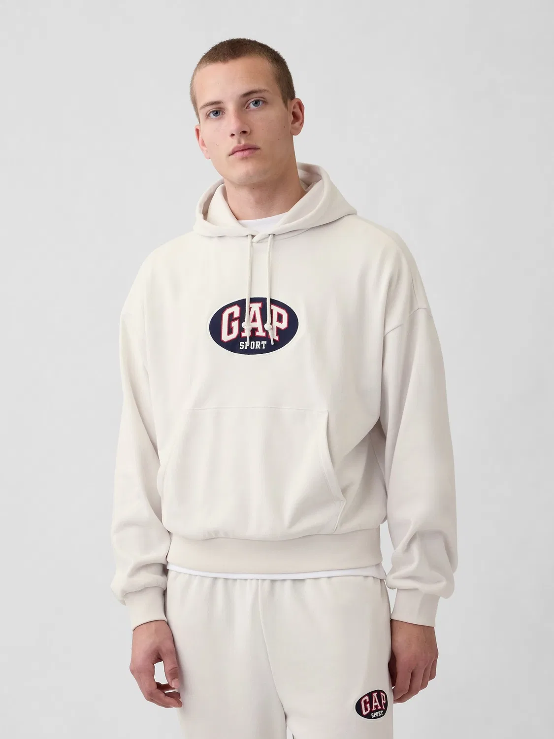 Худи оверсайз, укороченное Gap, кремовый
