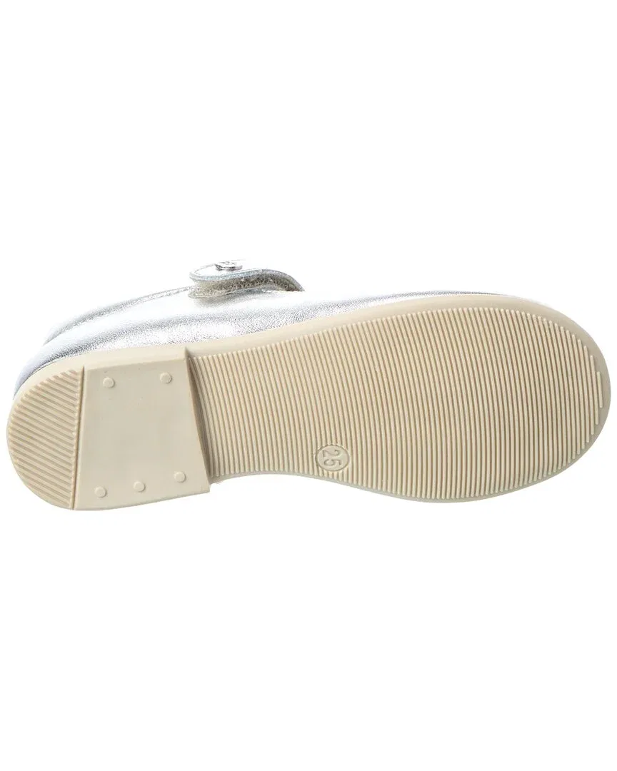 Детские балетки из кожи с бантом Naturino Leather Ballet Flat, Silver — фото 4