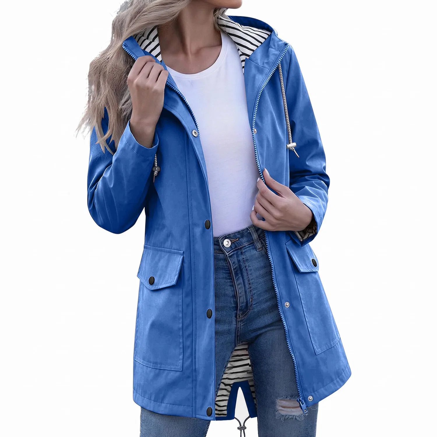 Женский дождевик с капюшоном и молнией Softshell, A20 Blu