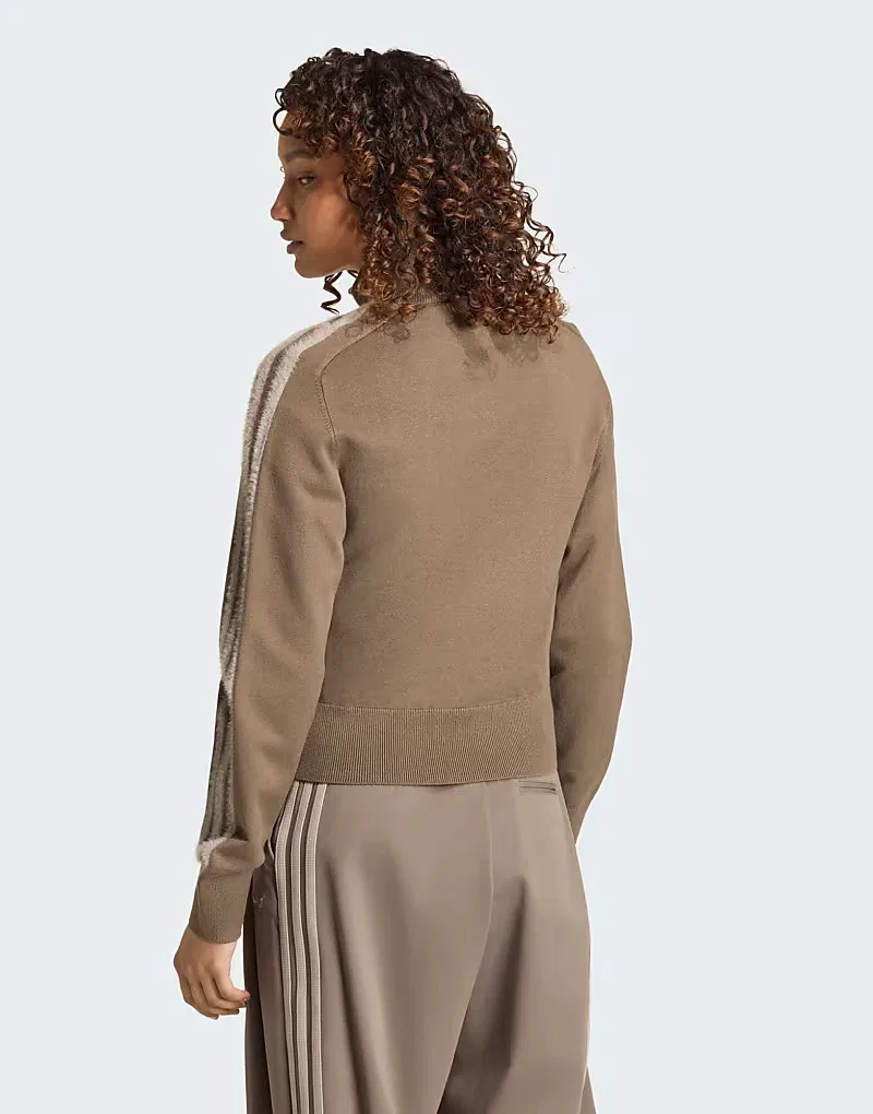 Вязаная спортивная куртка Adidas Originals Firebird в цвете Branch/Silver Pebble — фото 3