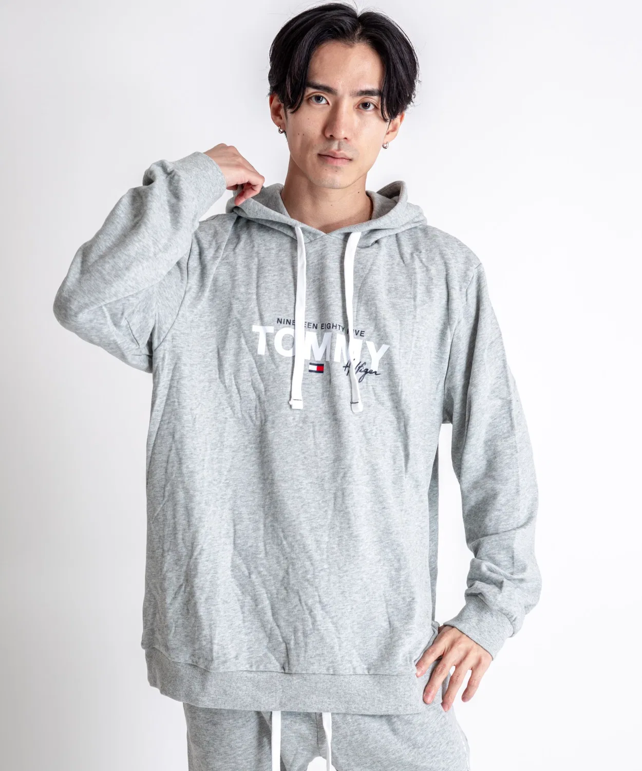 Мужская худи с логотипом TOMMY HILFIGER, серый
