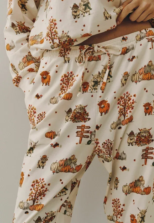 Женский пижамный комплект из хлопка Next, cream Autumnal Hamish, кремовый — фото 2