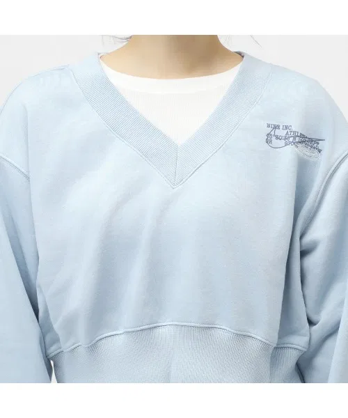 Женский свитшот с длинным рукавомNIKE NSW PHNX FLC CROP VNECK L/S, Сакс Блю — фото 2