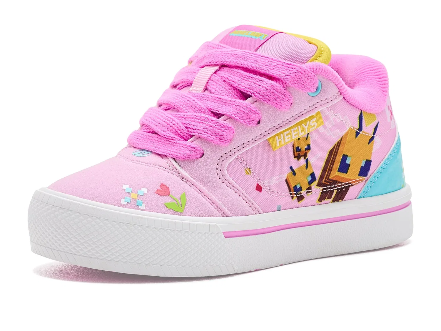 Кроссовки Minecraft Pro25 (для маленьких и больших детей и взрослых) Heelys, Light Pink/Light Blue/Yellow
