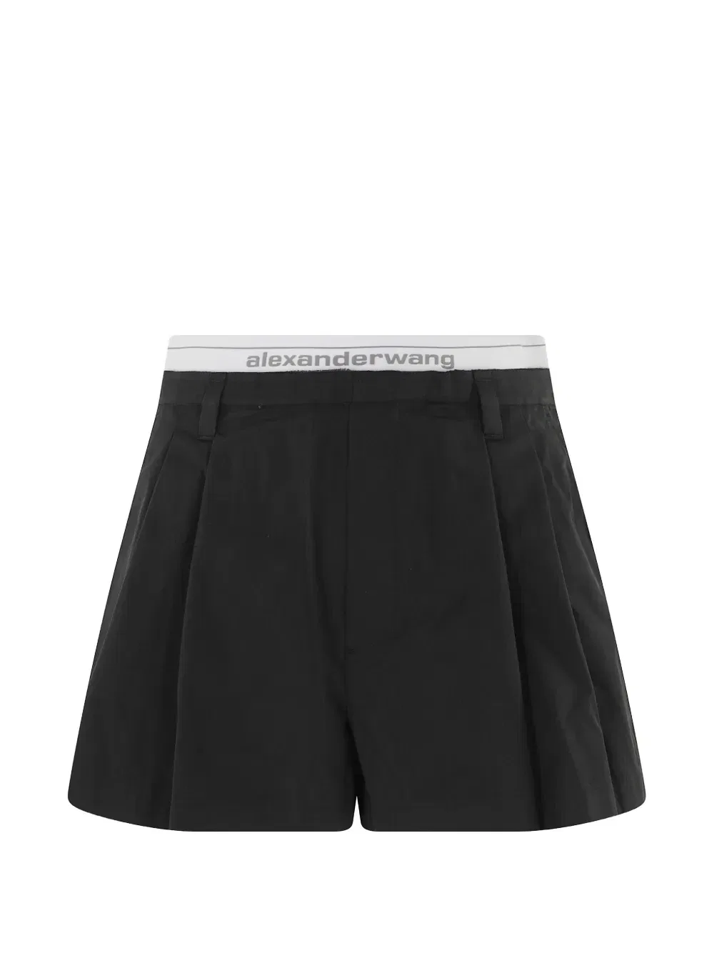 Шорты плиссированные с логотипом на резинке Alexander Wang, черный
