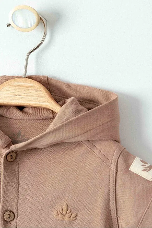 Детский комбинезон с капюшоном из органического хлопка Minimus, Brown — фото 4
