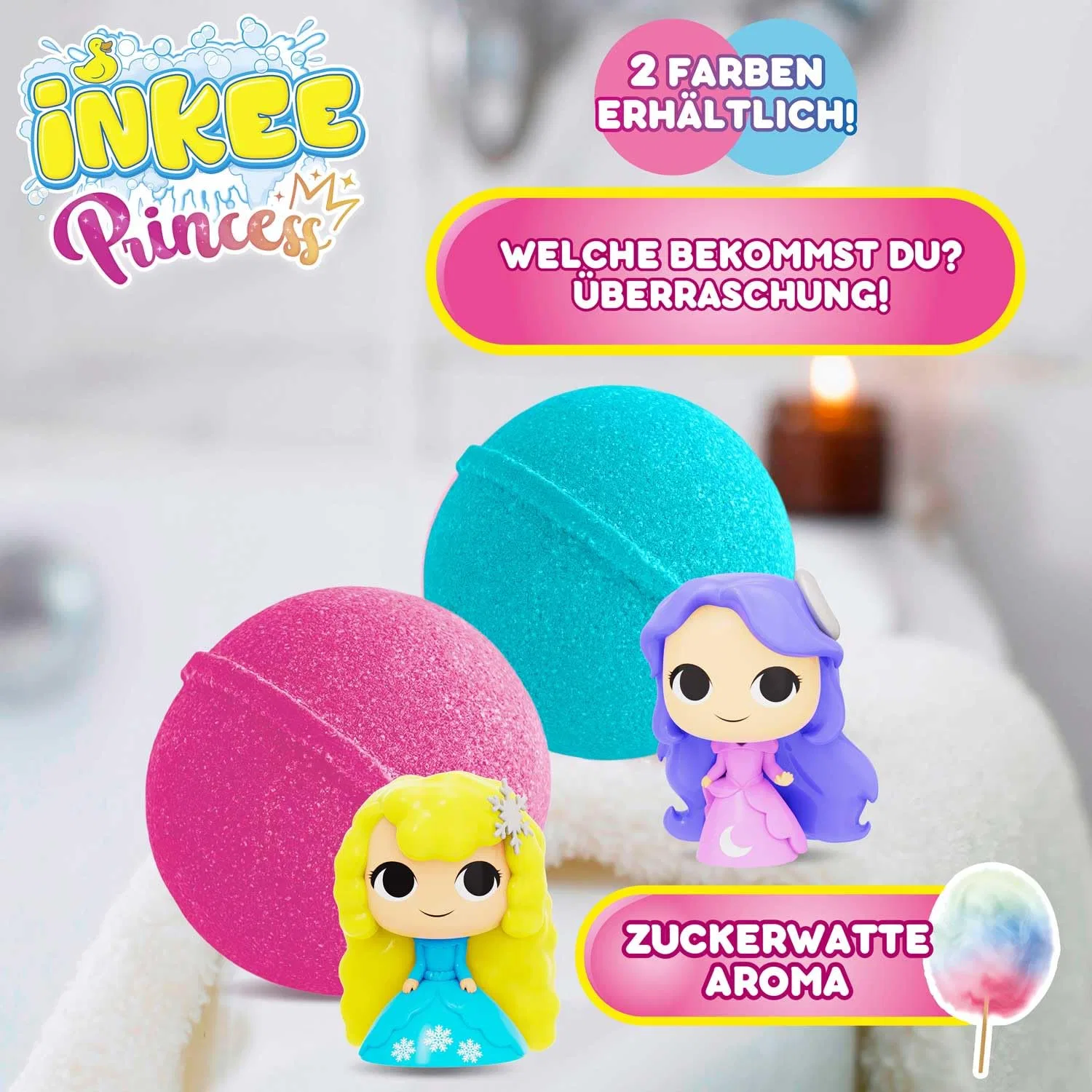 Бомбочка для ванны INKEE Surprise Princess, 100 г, розовый или фиолетовый — фото 2