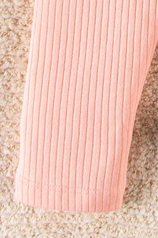 Детские леггинсы для девочек хлопковые Organic Cotton Ribbed Kids Leggings Baby Leggings Mai Perla, Light Pink — фото 4