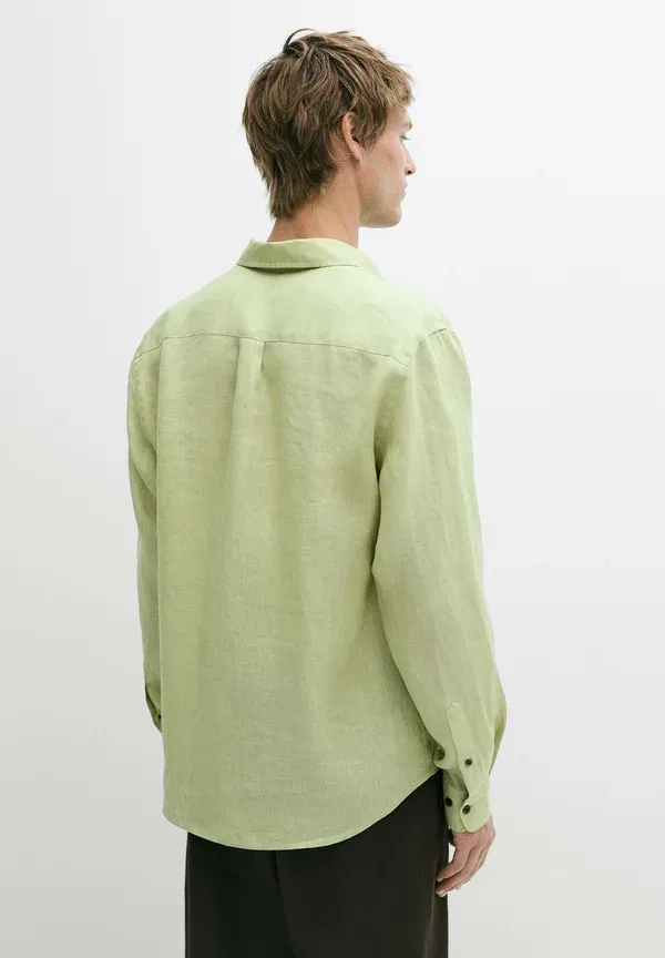Рубашка из льна, Massimo Dutti, Light Green, светло-зеленый — фото 3