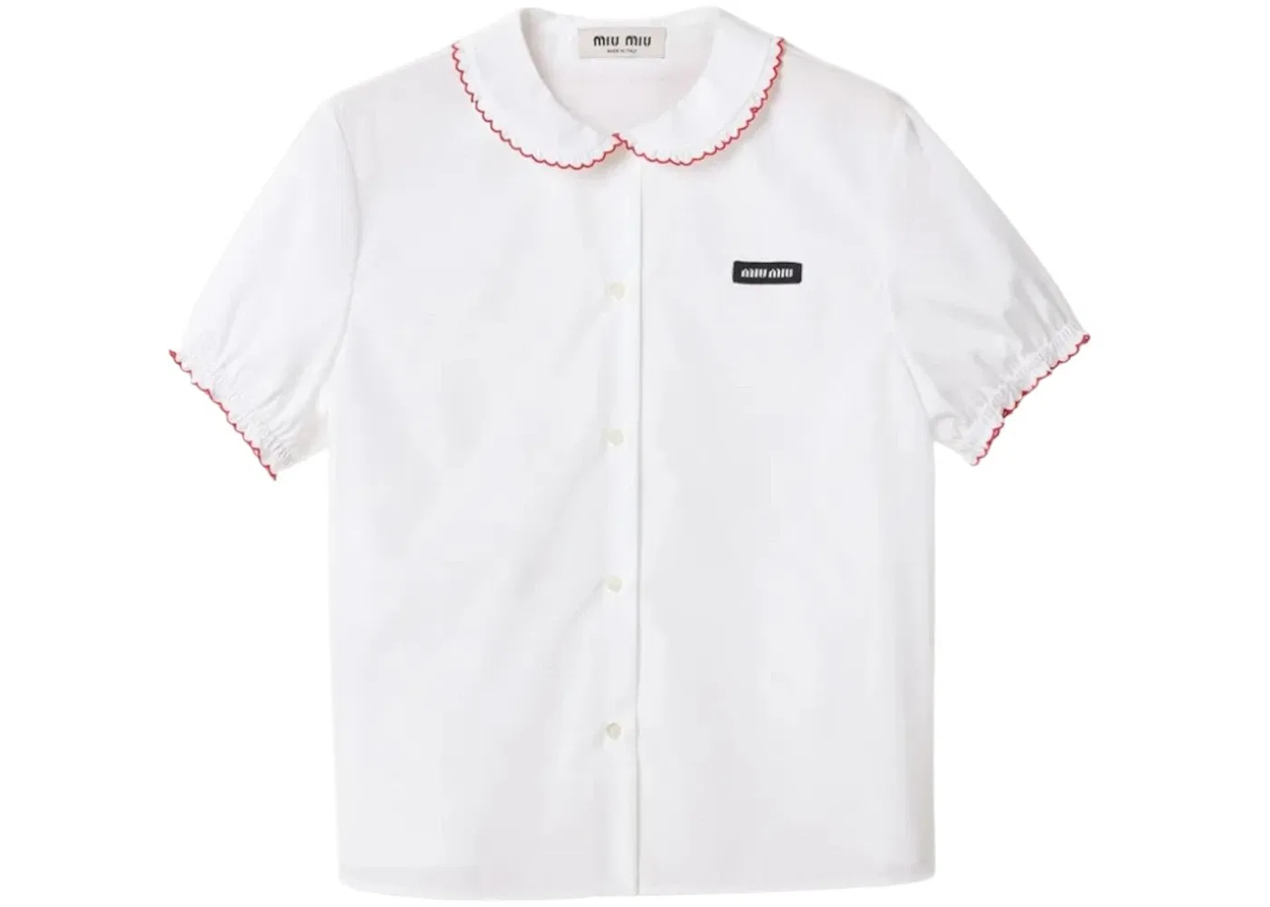 Женская рубашка с вышивкой Miu Miu, White/Burgundy