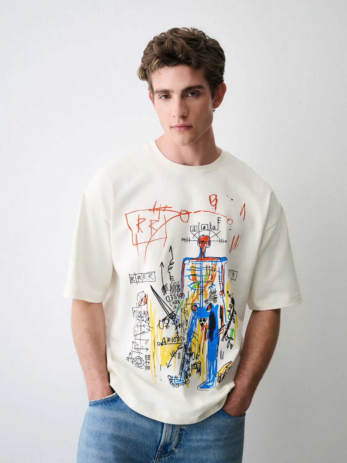 Футболка Relaxed Fit с принтом Basquiat Next, белый