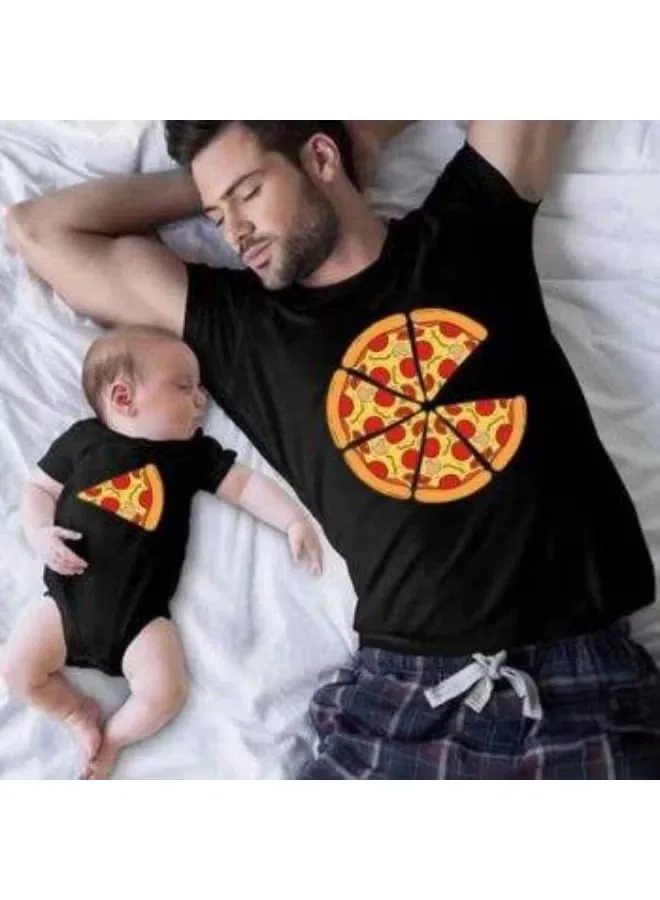 Комплект футболок с принтом пиццы для папы и малыша Matching Family Outfits, черный