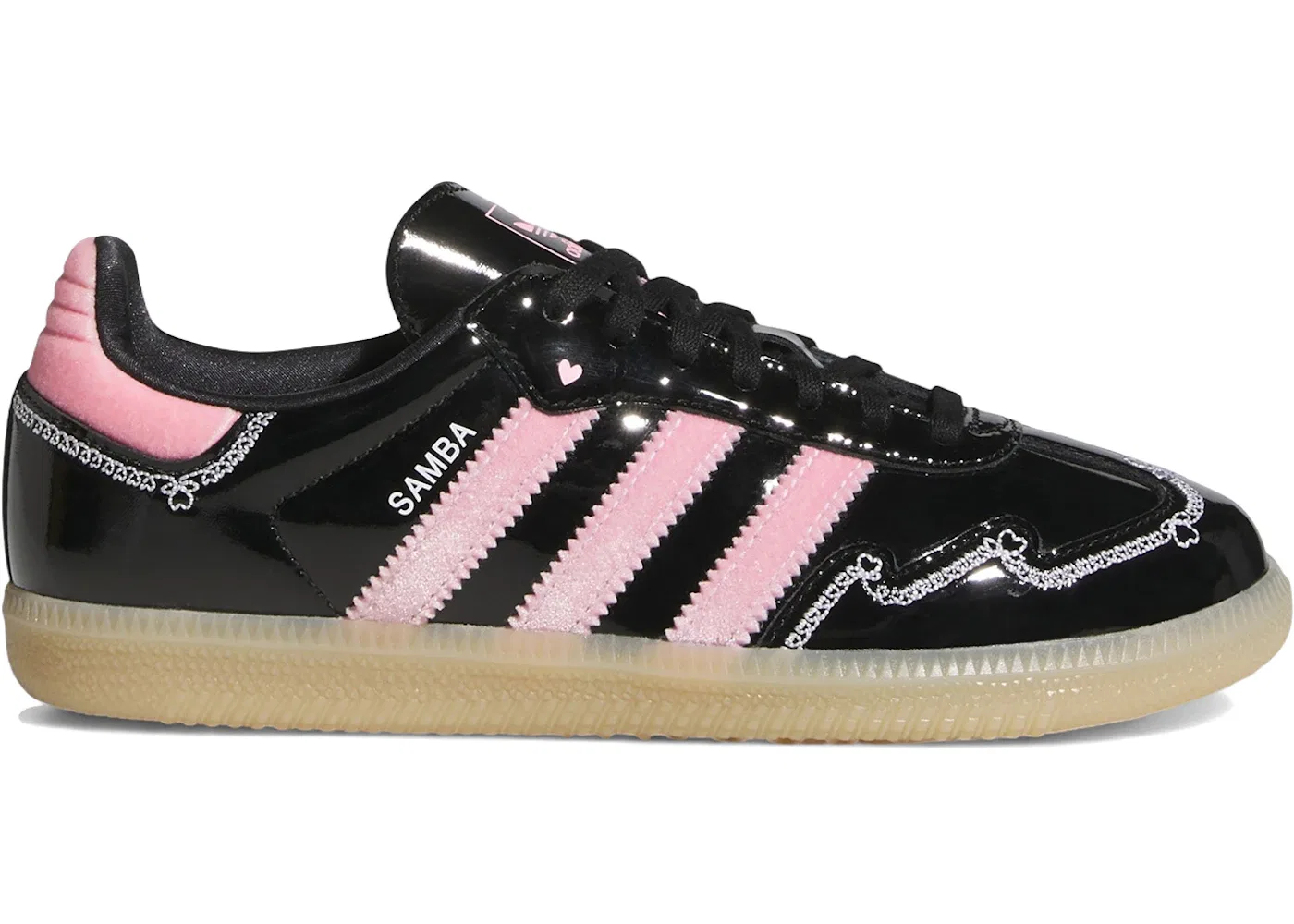 Детские кроссовки Lifestyle с принтом Adidas Samba OG, Core Black/Cloud White/Light Pink