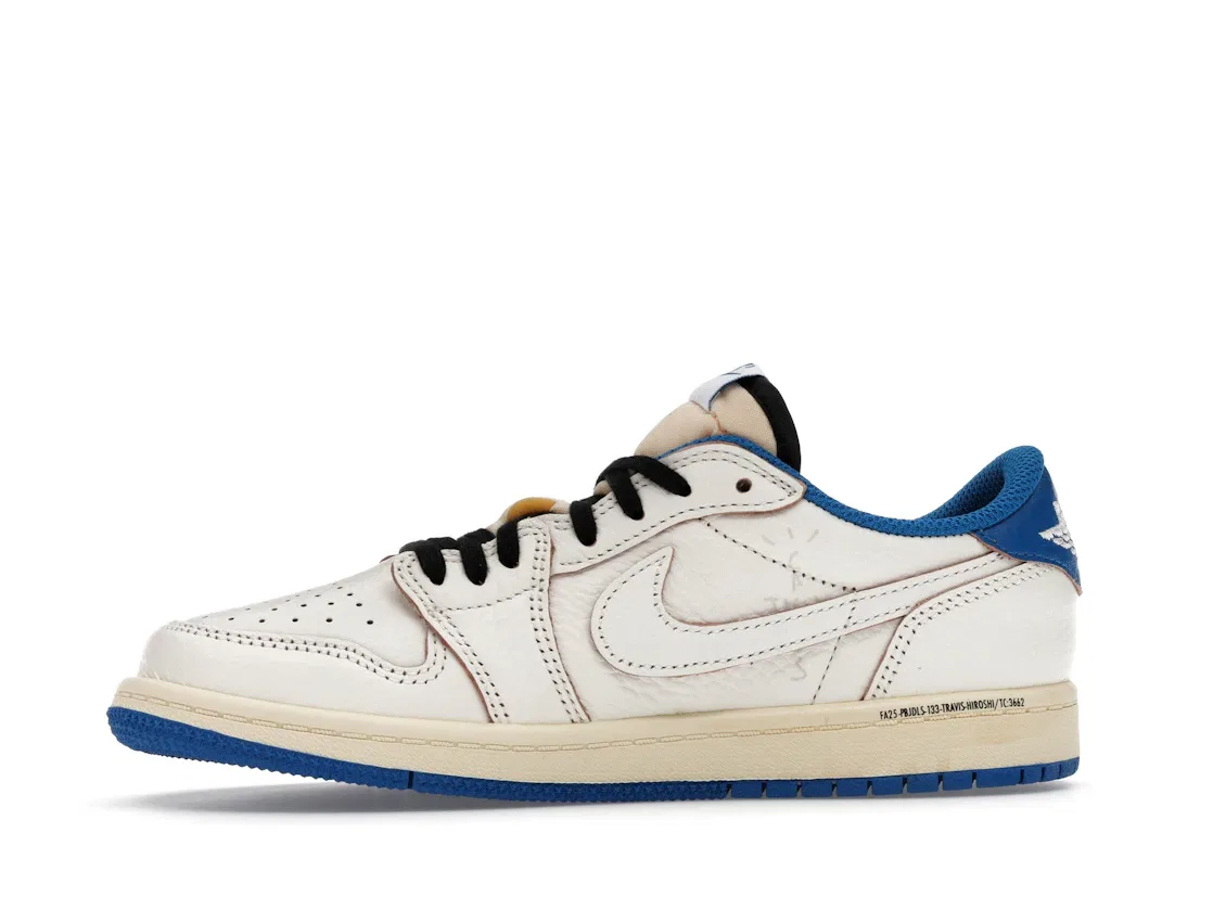Детские кроссовки Lifestyle с принтом Jordan 1 Retro Low OG SP Fragment x Travis Scott Sail Military Blue PS Jordan, Sail/Black/Muslin/Military Blue — фото 3