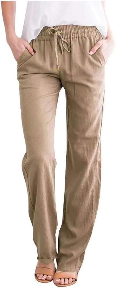 Женские свободные брюки с завязкой Generic, Khaki