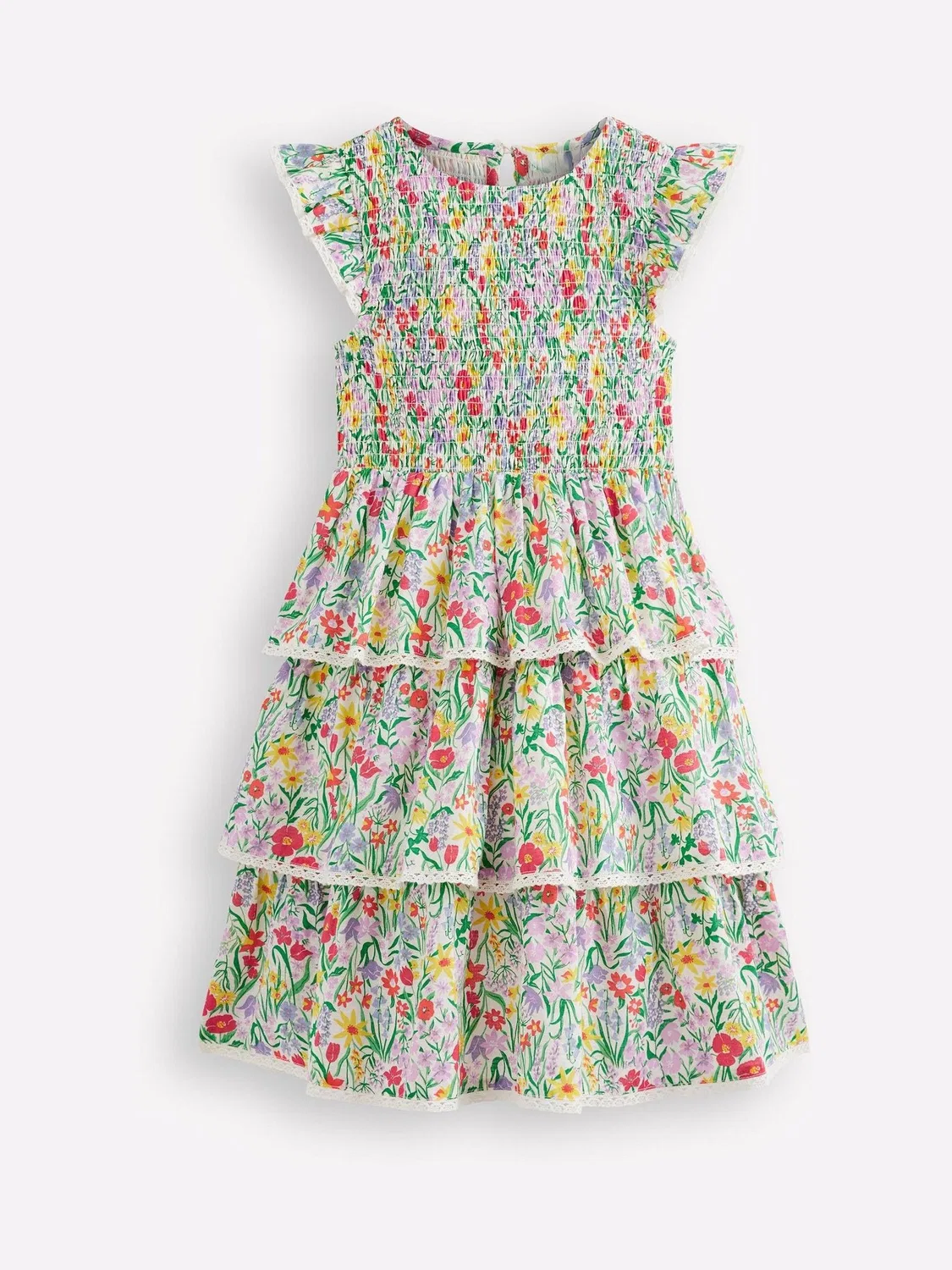 Платье с ярусной юбкой, кружевная отделка, модель Tiered Lace Boden, желтый — фото 2