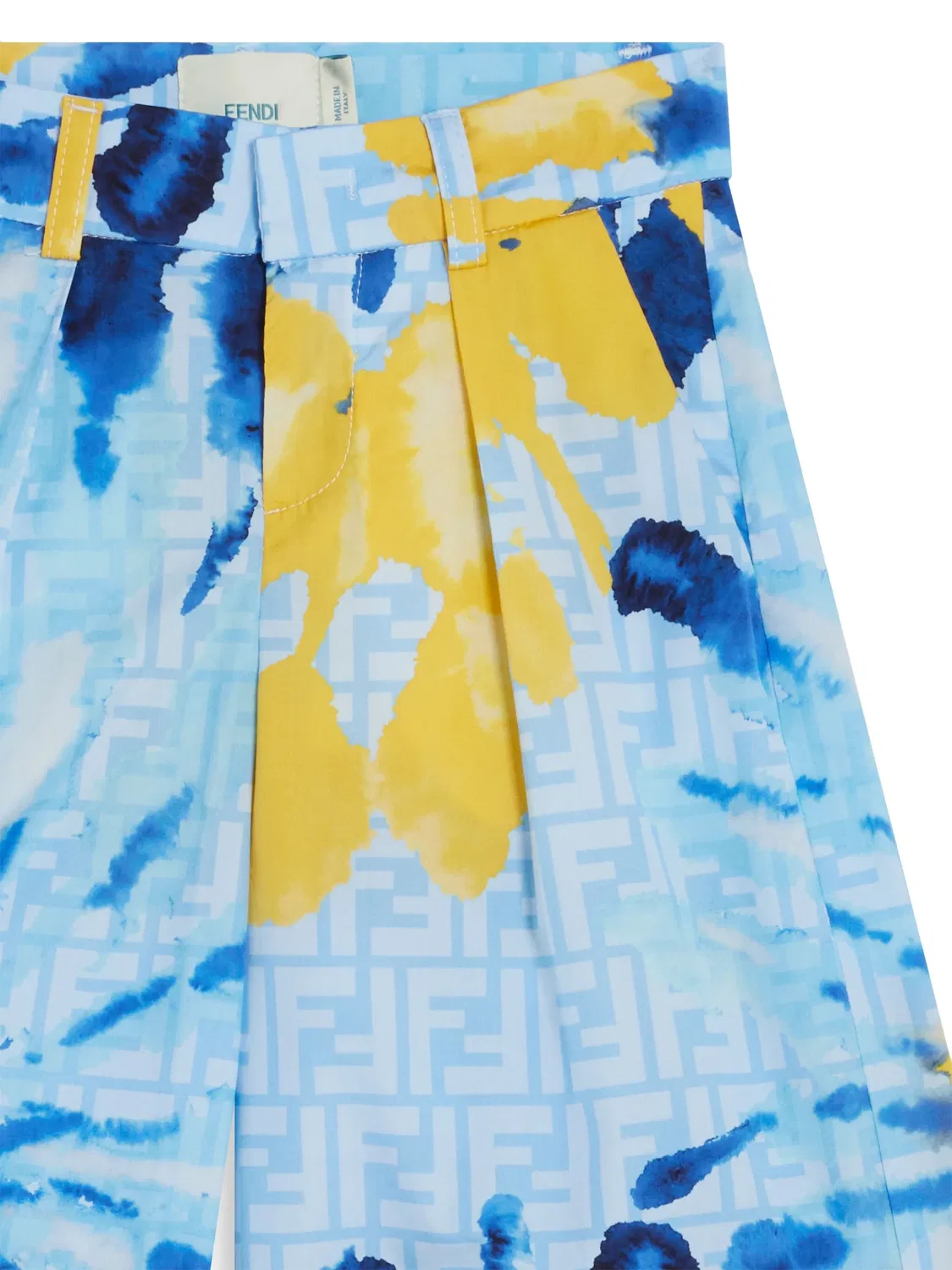 Шорты с tie-dye принтом из хлопка FENDI, голубой — фото 2