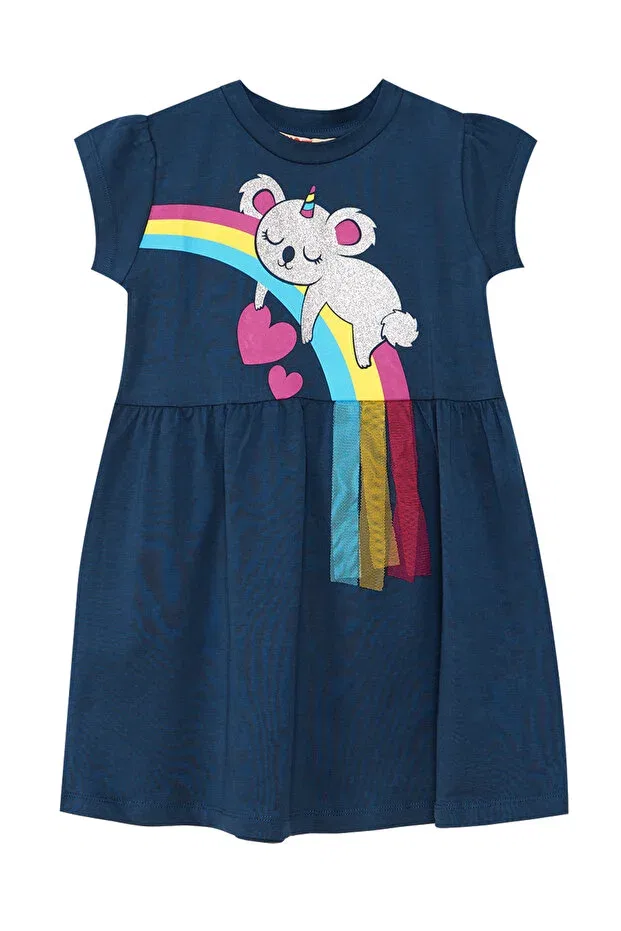 Детское платье для девочек хлопковое Denokids, Navy Blue — фото 3