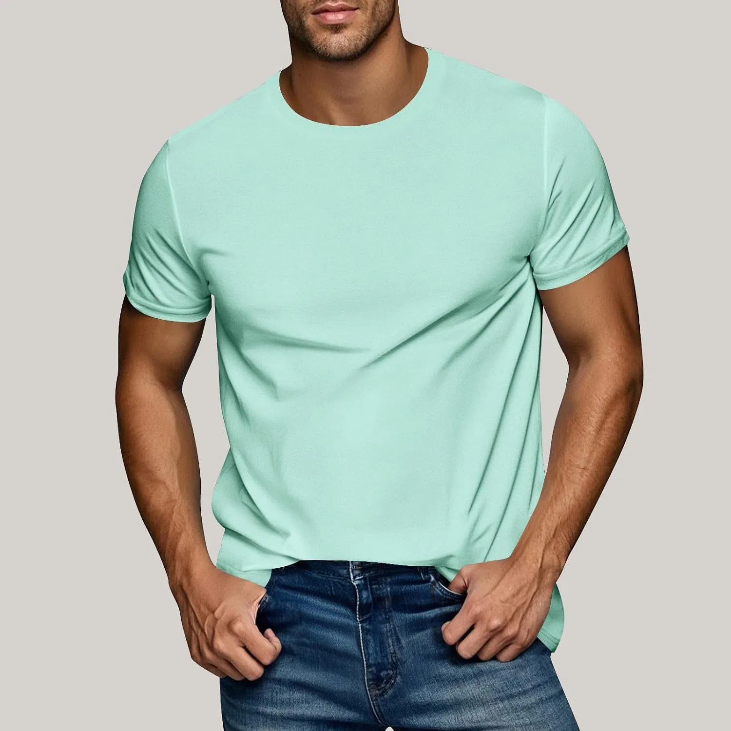Мужская футболка для фитнеса с влагоотводящей тканью NoxwB, Mint Green — фото 2