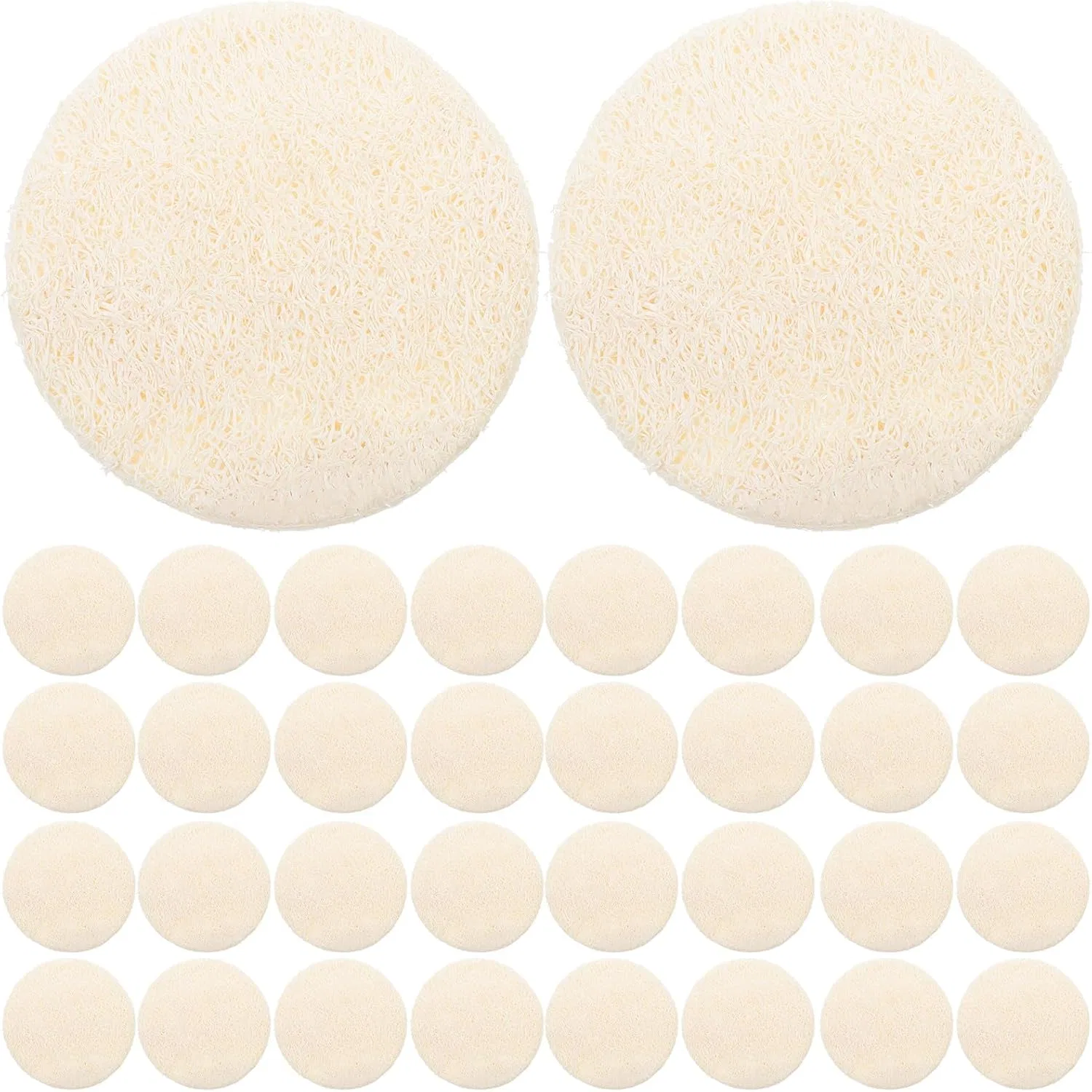 Скрабирующие подушечки для лица из люфы, набор 36 шт, HAKIDZEL, 5.5x5.5 см, Beige