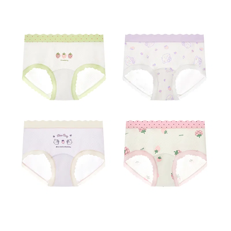 Детские трусы-боксеры для девочек хлопковые набор 4 шт Red Bean, Light Purple White Light Green Pink