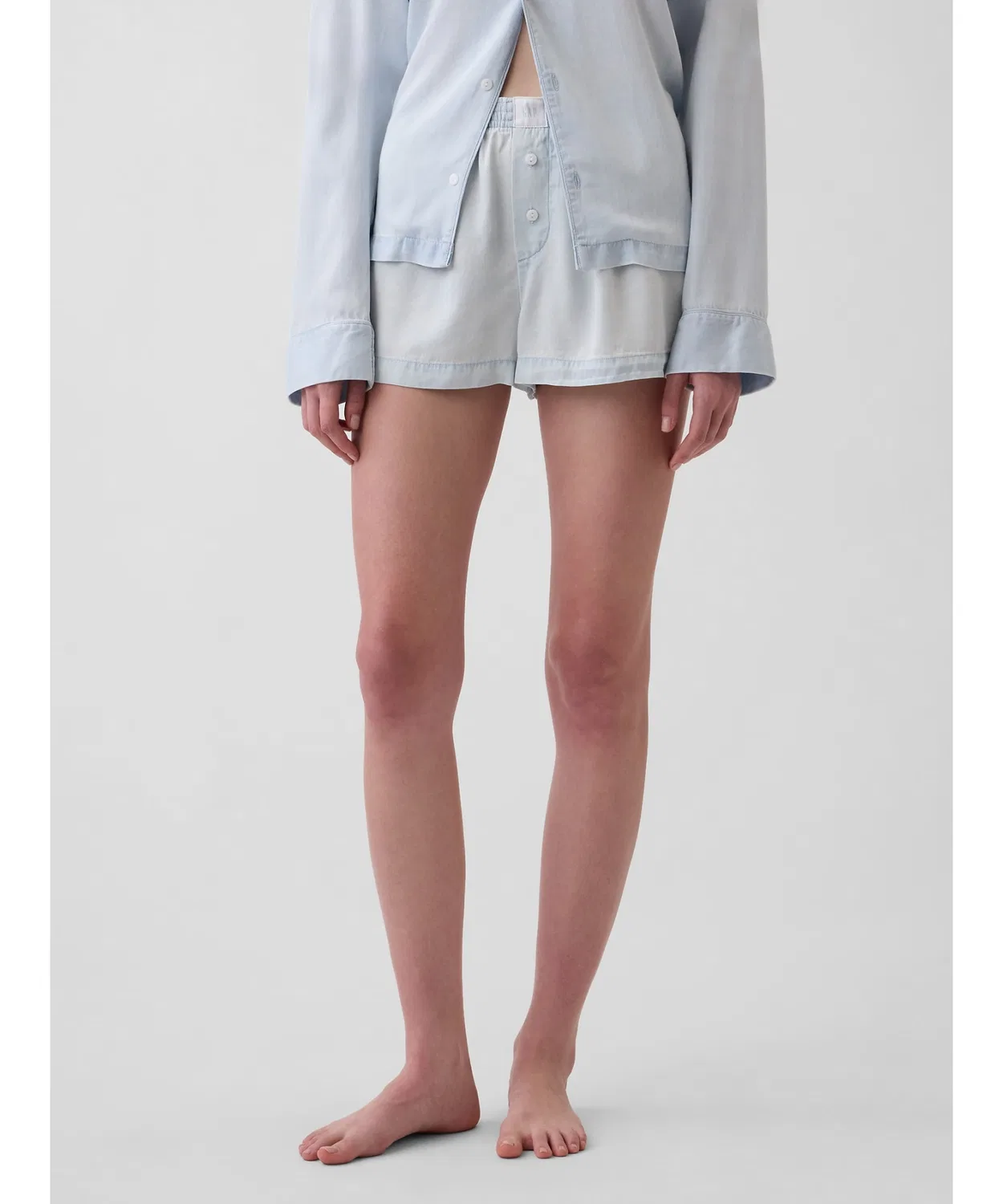 Женские пижамные шорты-боксеры из хлопка поплин GAP, White — фото 2
