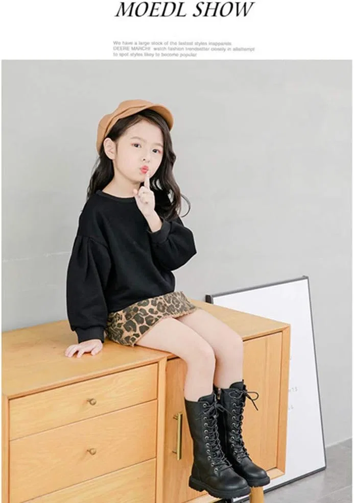 Детские ботинки для девочек со шнуровкой BININBOX, Warm Lining Black — фото 4