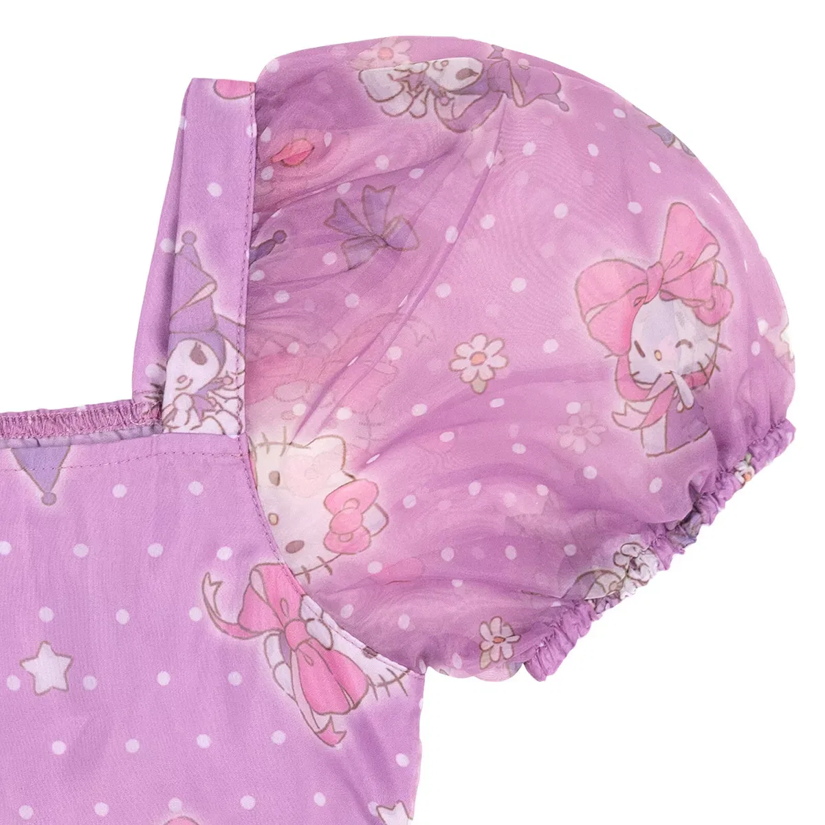 Детское платье для девочек с принтом Hello Kitty Square Neck Dress Hello Kitty, Purple — фото 4