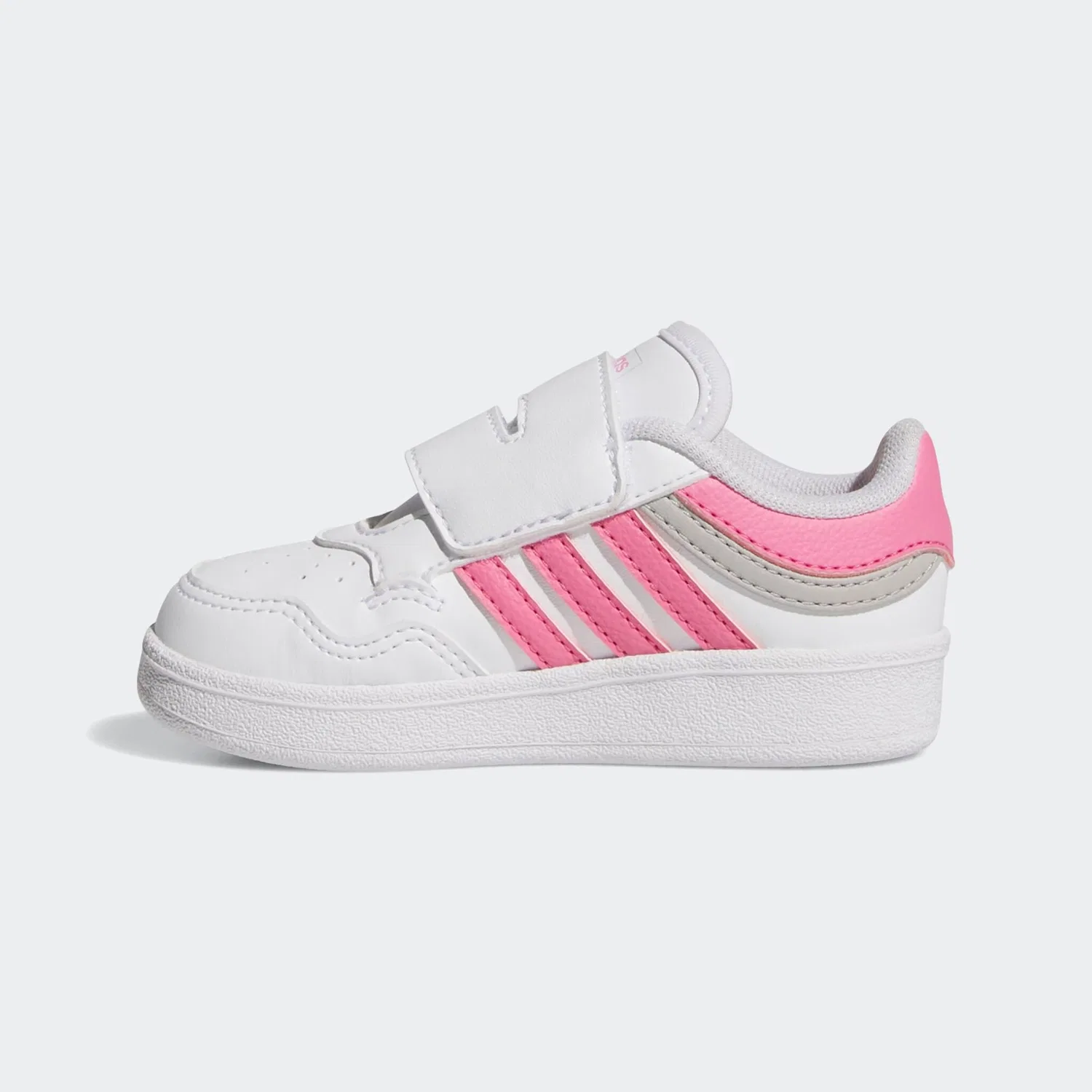 Детские кроссовки на липучках Hoops 4.0 Adidas Sportswear, Cloud White/Pink Fusion/Grey Two — фото 3