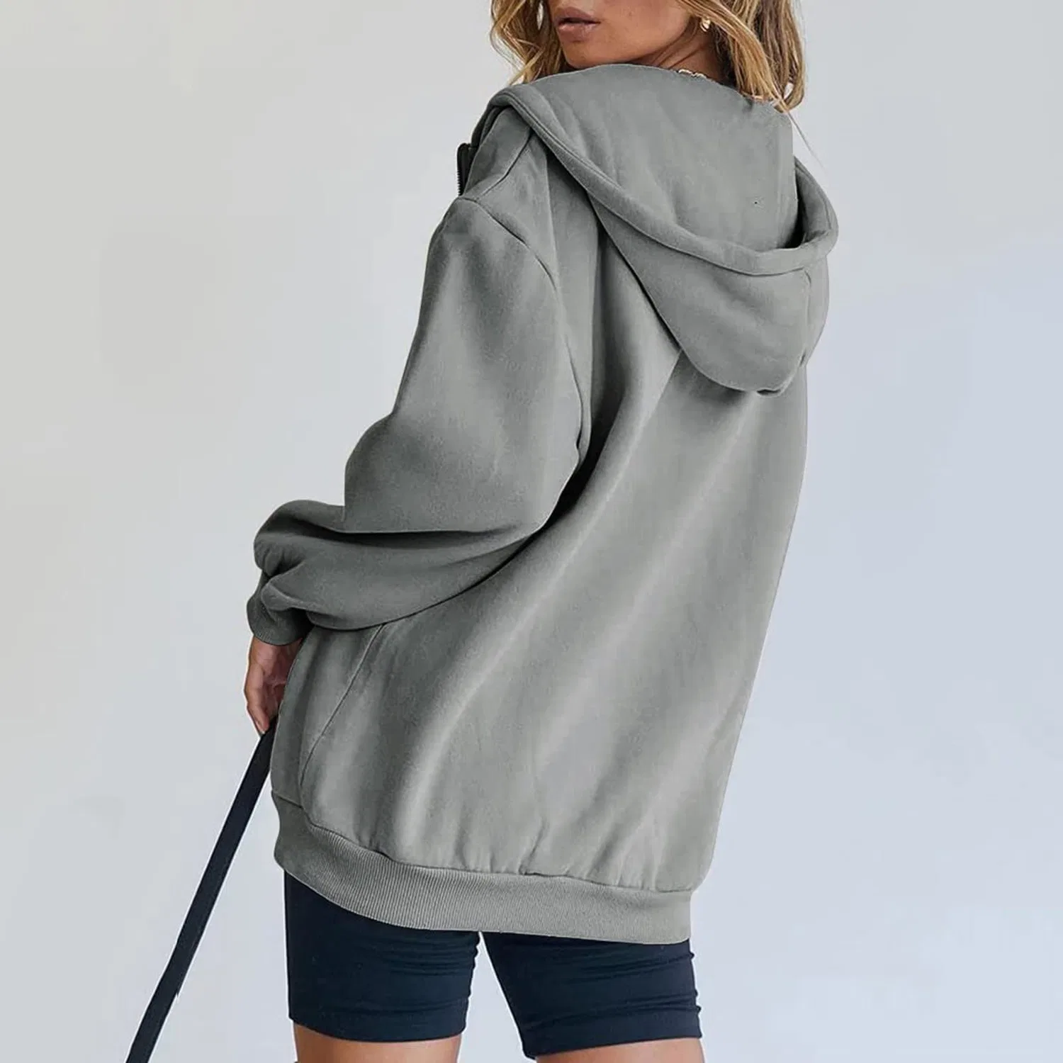 Женская oversize куртка с молнией Y2k, Grigio Scuro — фото 2