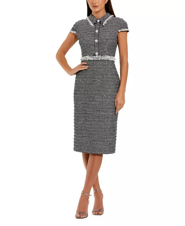 

Платье-Миди из букле с короткими рукавами Mac Duggal, мультиколор