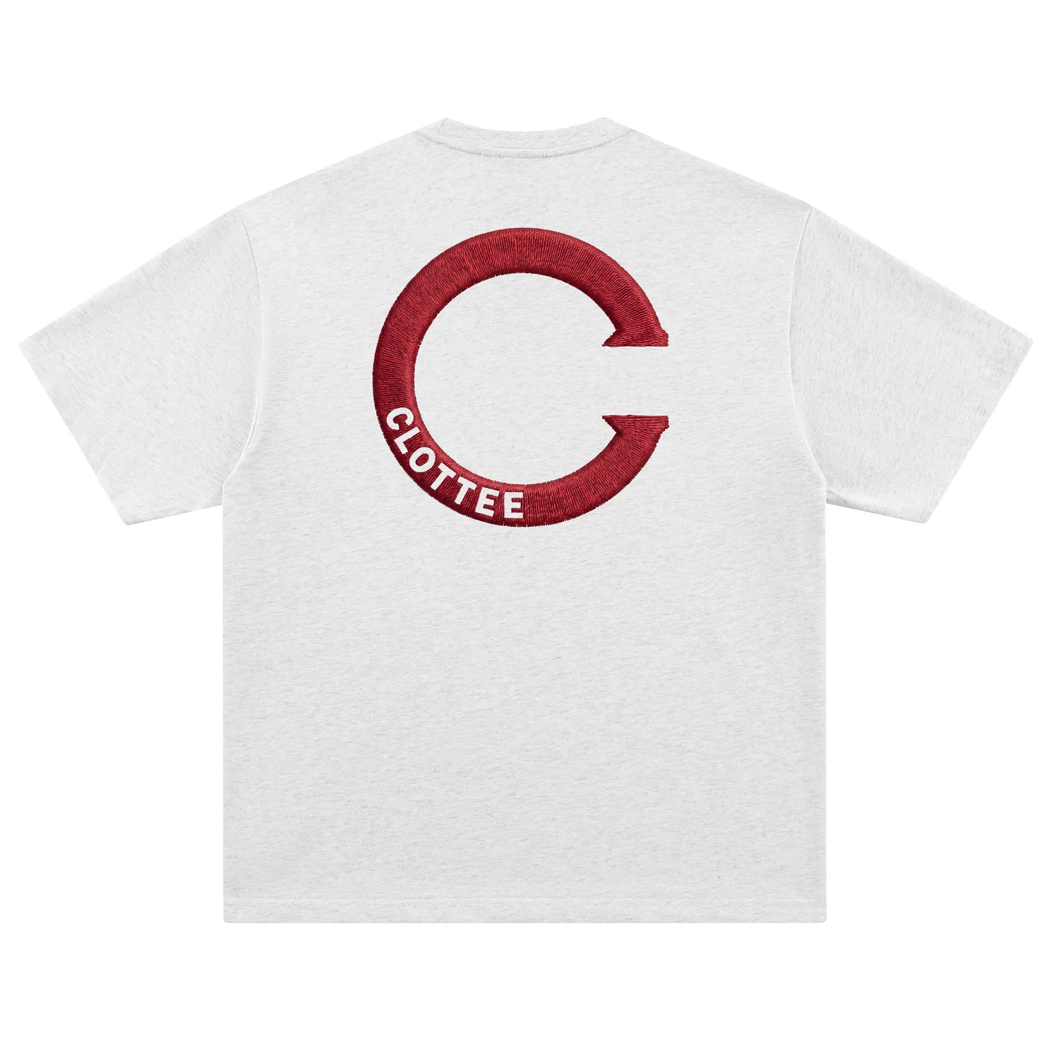 Детская футболка с круглым вырезом T Shirts Unisex CLOT, White Heather Gray (Red Embroidery)