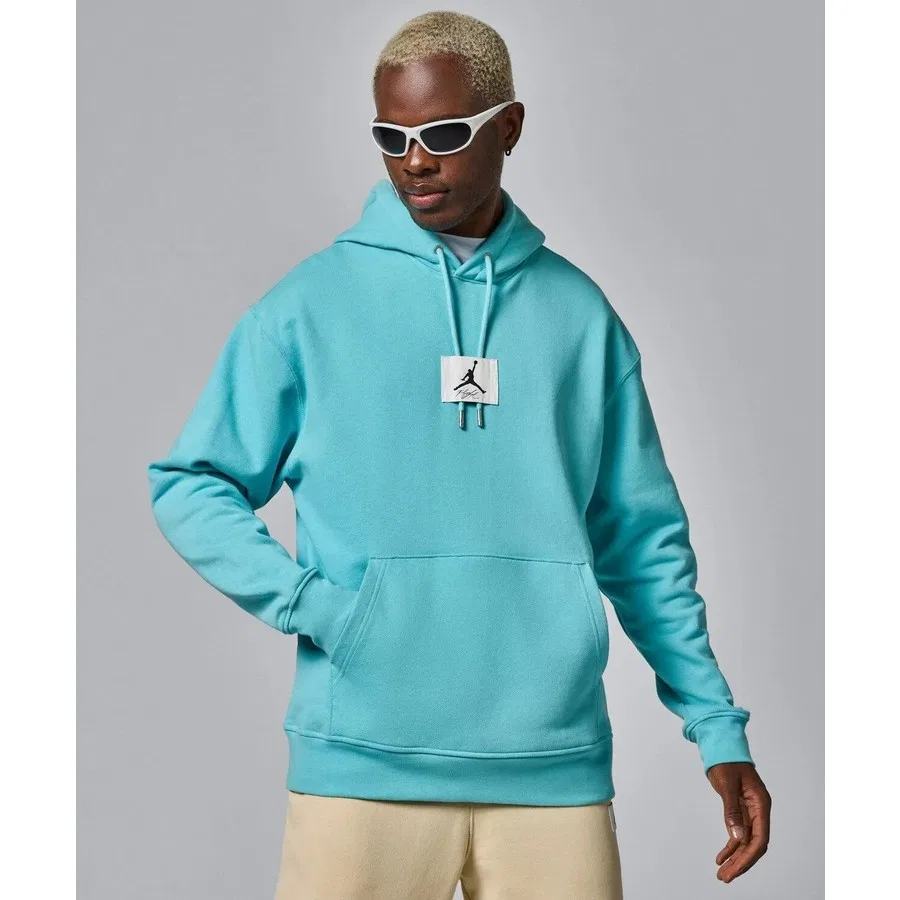 Мужской свитшот из флиса с капюшоном Jordan Fleece Pullover Nike, Бирюзовый — фото 4