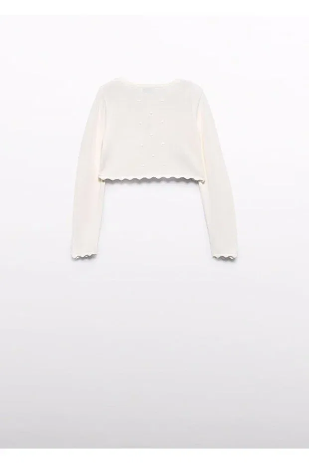 Детское болеро для девочек из трикотажа с цветочным принтом Abel&Lula girl's bolero cardigan_mnvs5382 Mayoral, Ecru — фото 3