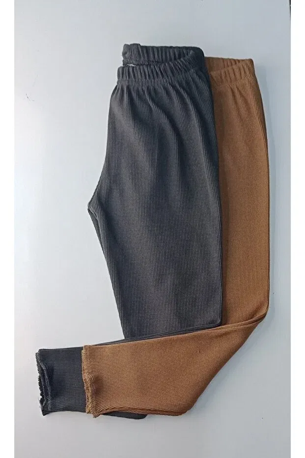 Детские леггинсы для девочек из ребристой ткани Ribbed leggings Berat Moda, Smoked-Mink — фото 2