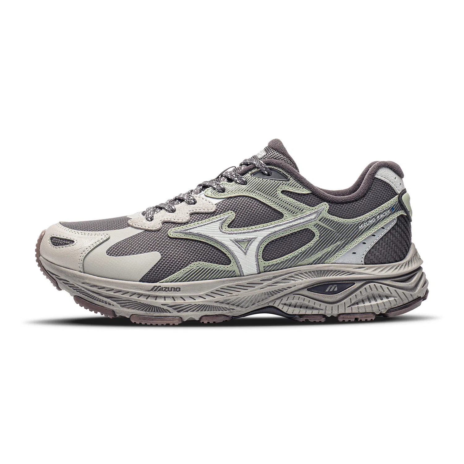 Детские кроссовки для бега Mizuno Racer S, Dark Gray/Cumulus Gray/Moss Green
