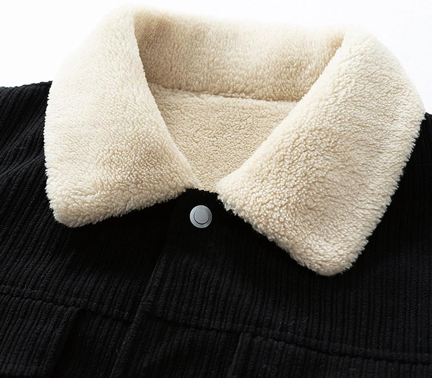 Мужская куртка из вельвета на флисе, Corduroy Work Jackets, чёрный — фото 2