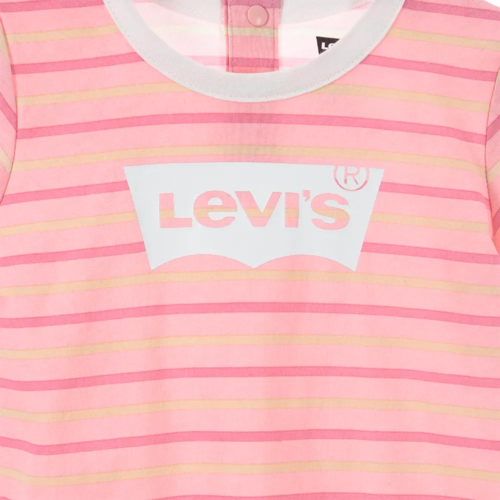 Детский комбинезон для девочек с полоской Stripe Romper Overall Levi's, Pink — фото 3
