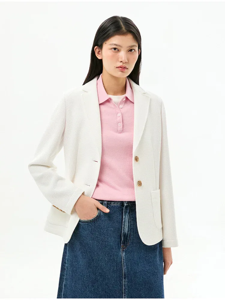 Жакет текстурированный Slim Fit TOMMY HILFIGER, White