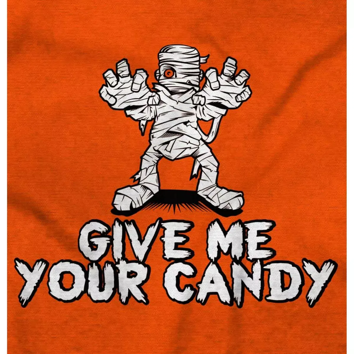 Детский боди-комбинезон с принтом Funny Halloween Mummy Give Me Candy Brisco Brands, Orange — фото 2