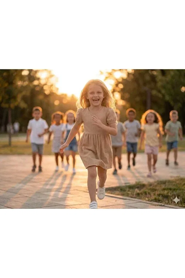 Детское платье для девочек хлопковое Hilal Akıncı Kids, Beige — фото 2