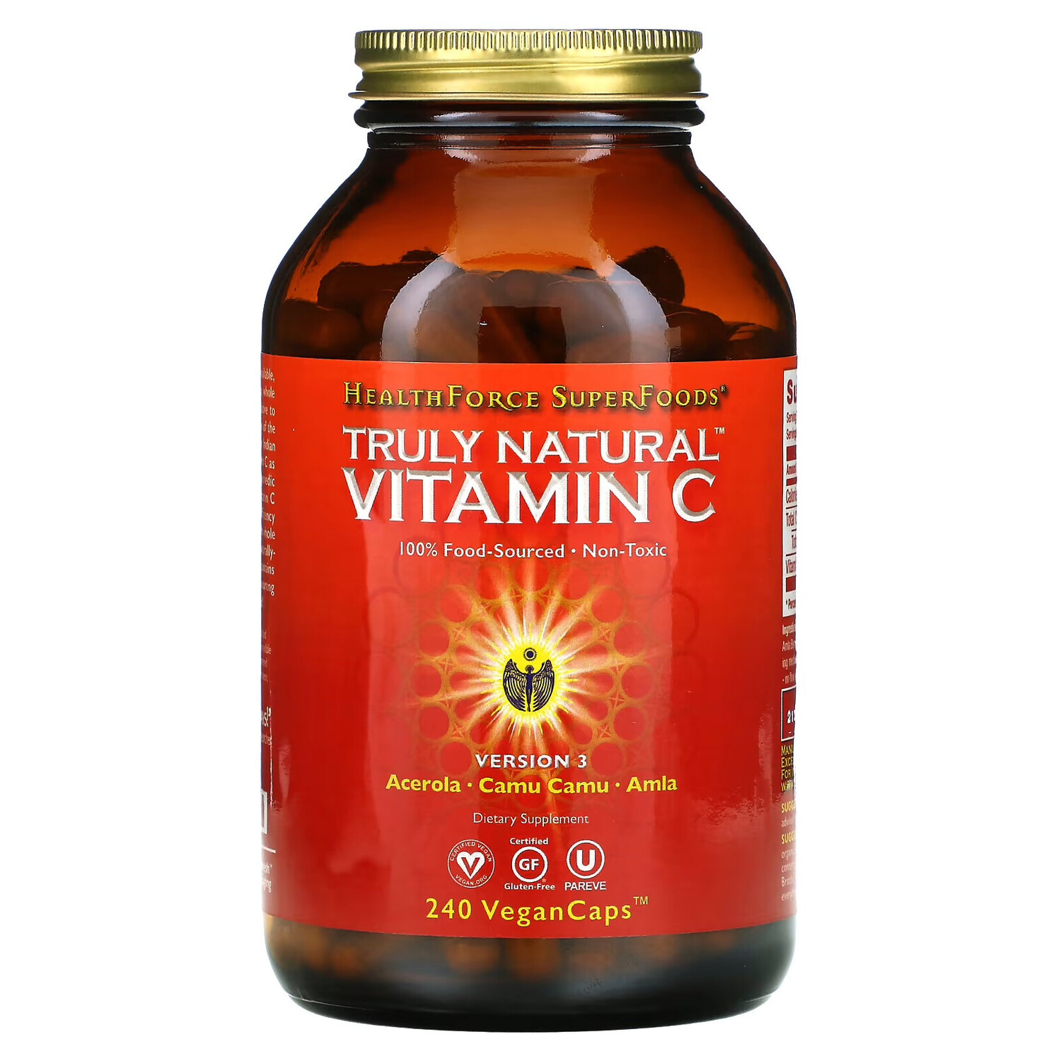 

HealthForce Superfoods, По-настоящему натуральный витамин C, версия 3, 240 веганских капсул