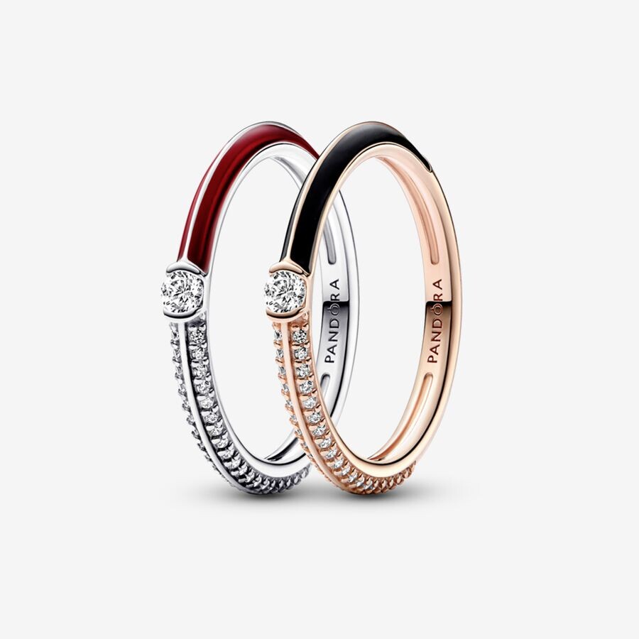 

Ювелирный комплект Pandora ME Pave Red and Black Ring, 2 предмета