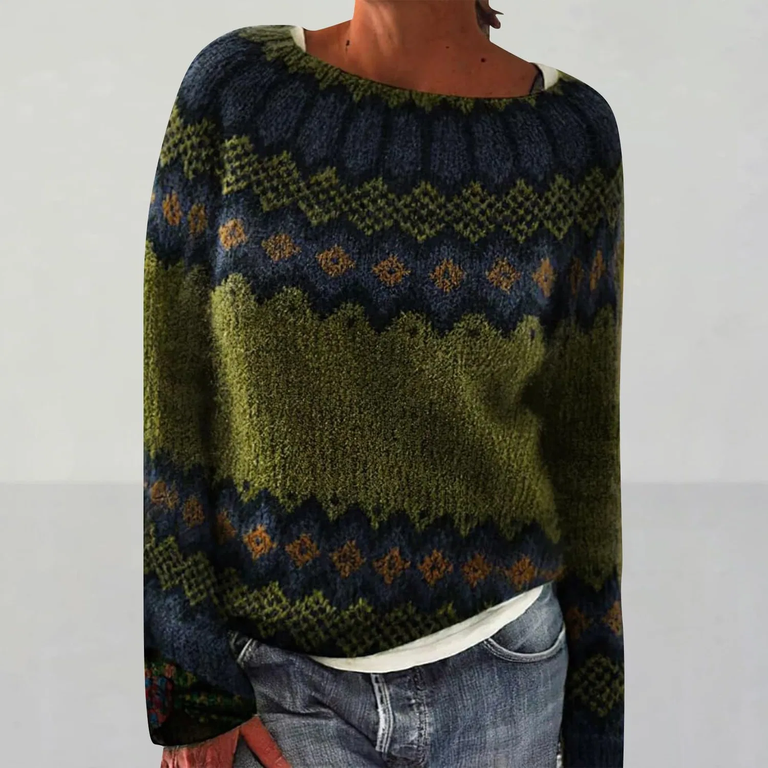 Женский свитер с принтом Fairisle Sweater, 8# Gn1 — фото 2