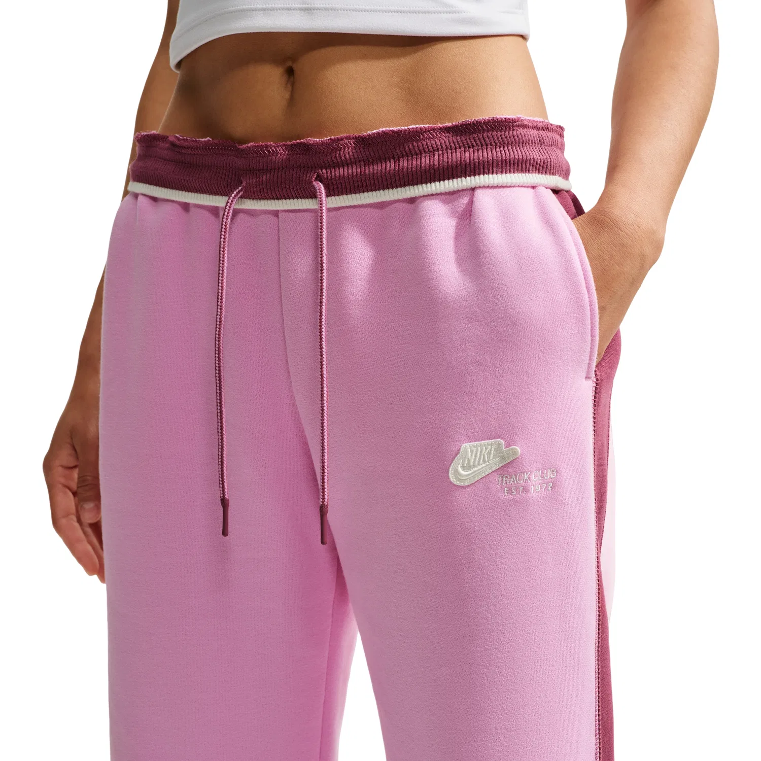 Женские брюки Studio Fleece Medium Weight Nike Run Club Track Pants 'Pink Rise Pink Smoke Sail' Nike, Pink Rise/Pink Smoke/Sail — фото 4
