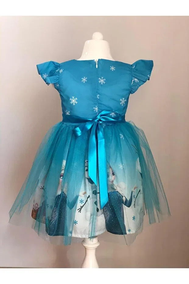 Детское платье для девочек с принтом Character printed Buse&Eylül Bebe, Blue — фото 2