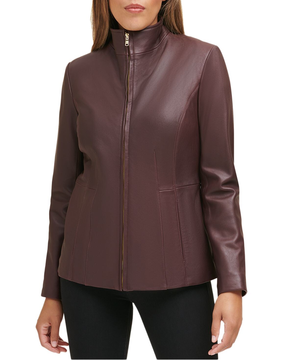 

Женское кожаное пальто Cole Haan, Коричневый, Женское кожаное пальто Cole Haan