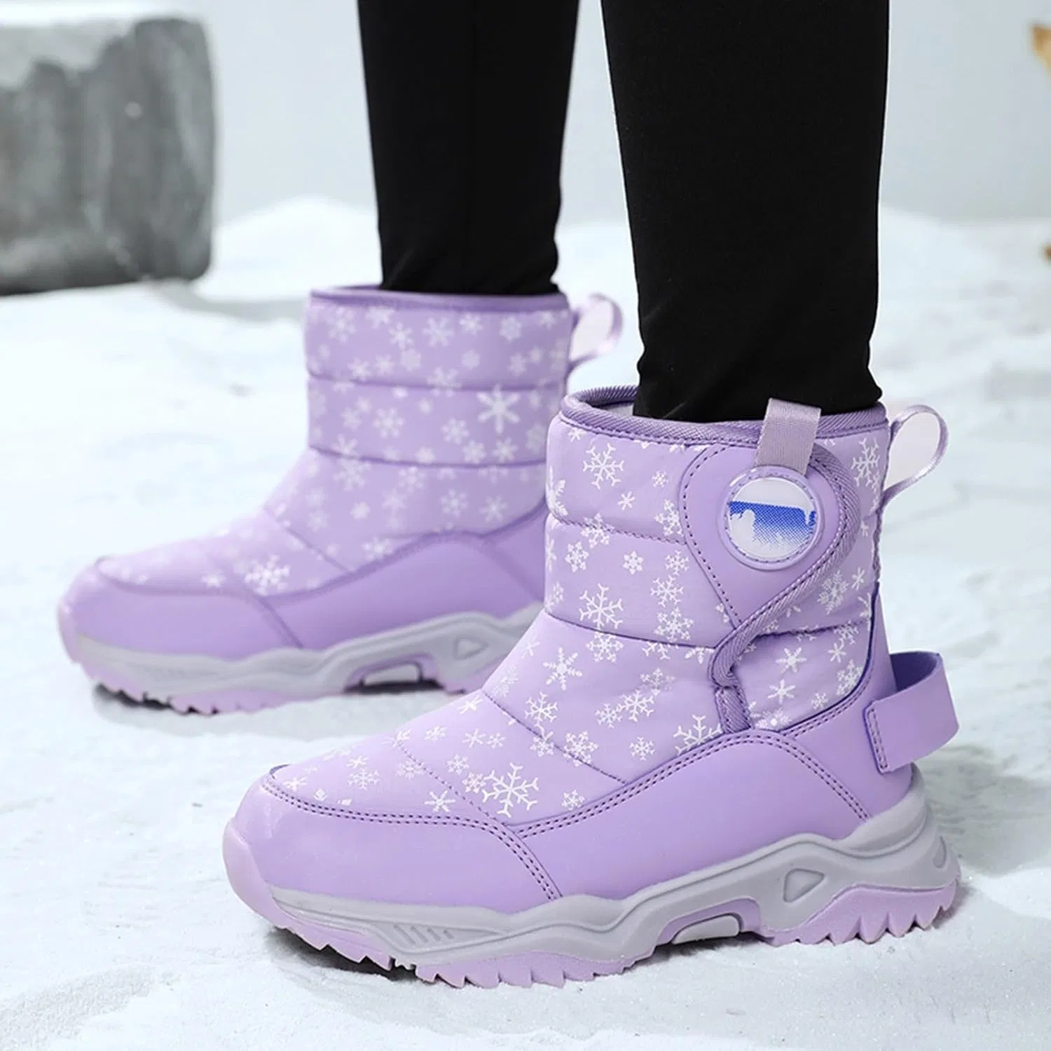 Детские зимние ботинки для мальчиков и девочек с принтом, Snow Boots, Purple — фото 2